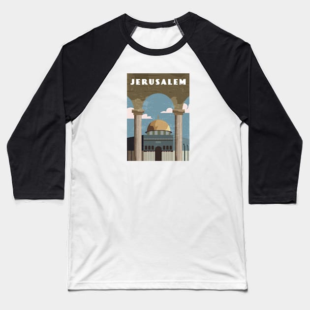 Jerusalem, Israel, Palestine.Retro travel poster Baseball T-Shirt by GreekTavern